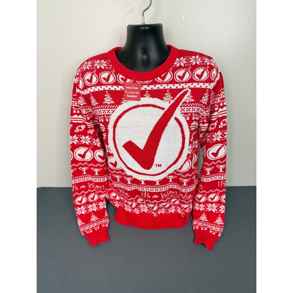NEW Winn-Dixie Sweater Unisex Medium It's a Winn Win Red White Holiday Fair Isle